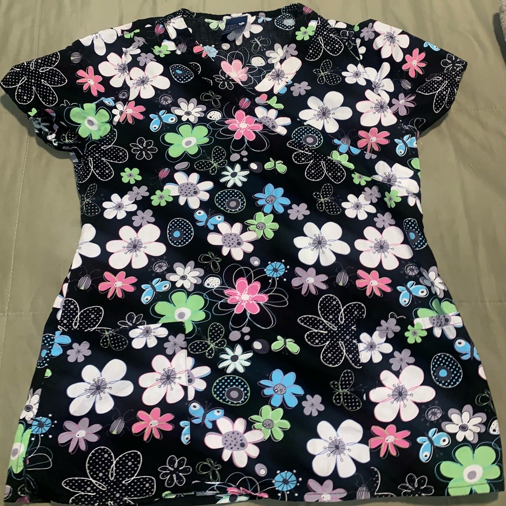 Cute floral scrub top